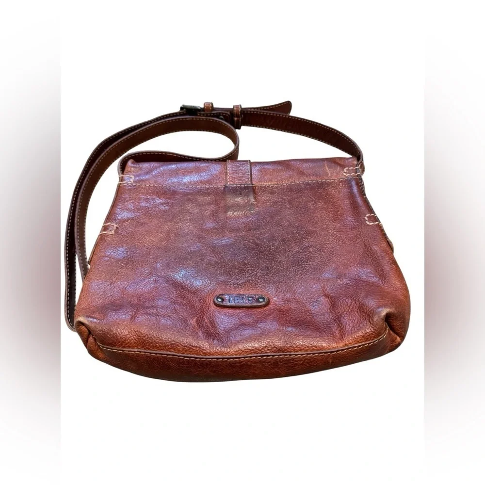 FRYE Artisan Red Leather Fold Over Crossbody Bag Purse